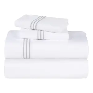 Superior Chain Links Cotton Embroidered Bed Sheet Set-Queen