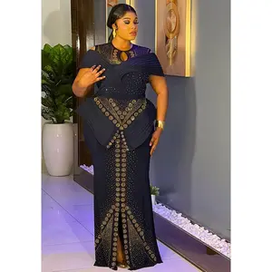 Luxury Black Embellished Evening Gown with Gold Detail | Godshand Fashion Empire