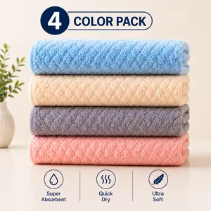 Color Pack Premium Quick-Dry Bath Towels - 4-Pack Luxury Set, Highly Absorbent Lint-Free, Waffle-Weave Design, 28x55in, Ultra Soft, Machine Washable