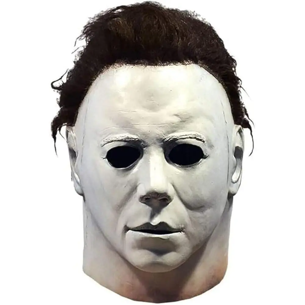 White Slasher Mask - Iconic Evil Horror Movie Face Cover for Adults - Realistic Latex Halloween Cosplay Prop