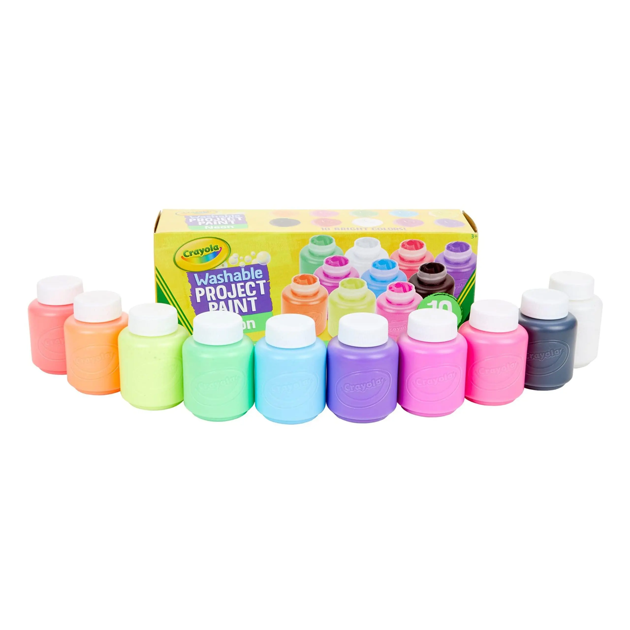 Crayola High-Quality Washable Kids Paint Set - 2 oz Bottles, 10 Neon Colors, for Arts and Crafts, Creative Play, Gift Ideas for Kids