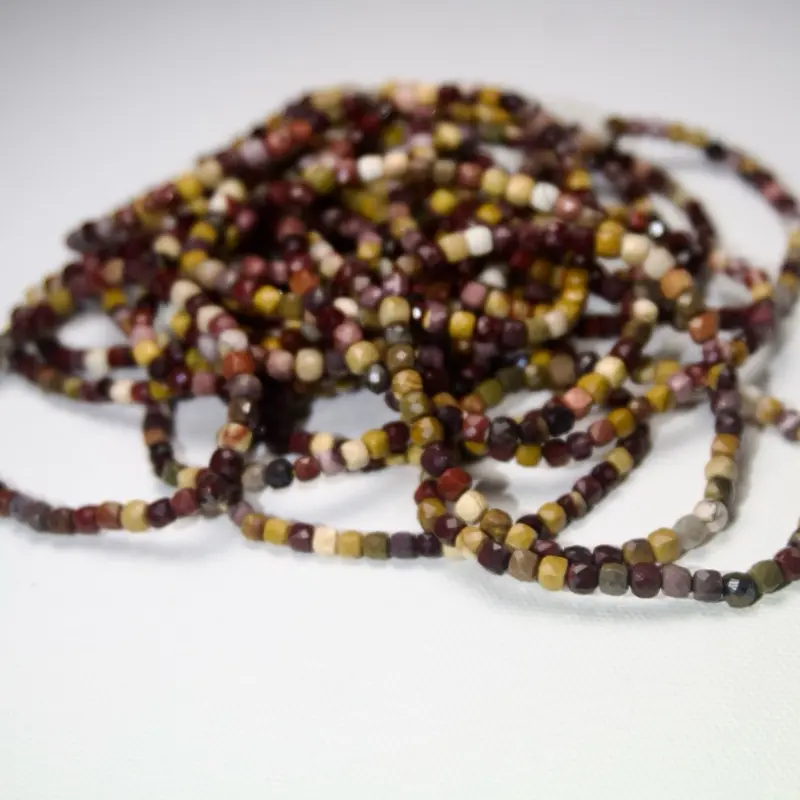 100% Natural Mookaite Jasper Faceted Stretch Bracelet