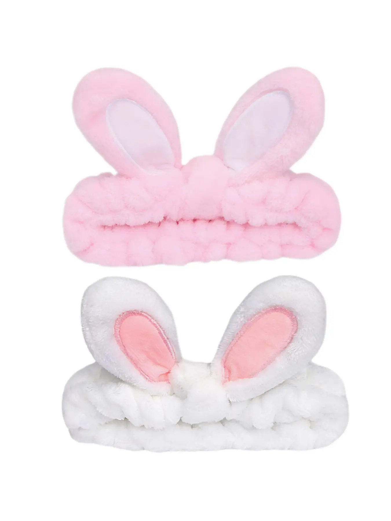 2-Pack Bunny Makeup Headbands, Coral Fleece Elastic Hair Bands, 3D Bunny Ears Design, Perfect for Parties, Bathing, Home Fitness, Mother's Day Gift, Versatile Use, Headband Set, Rabbit Ear Headbands, Bunny Earbands
