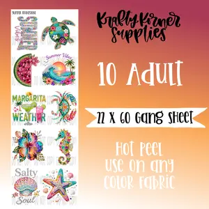 Summer Rhinestones Transfer Gang Sheet, 22 x 60