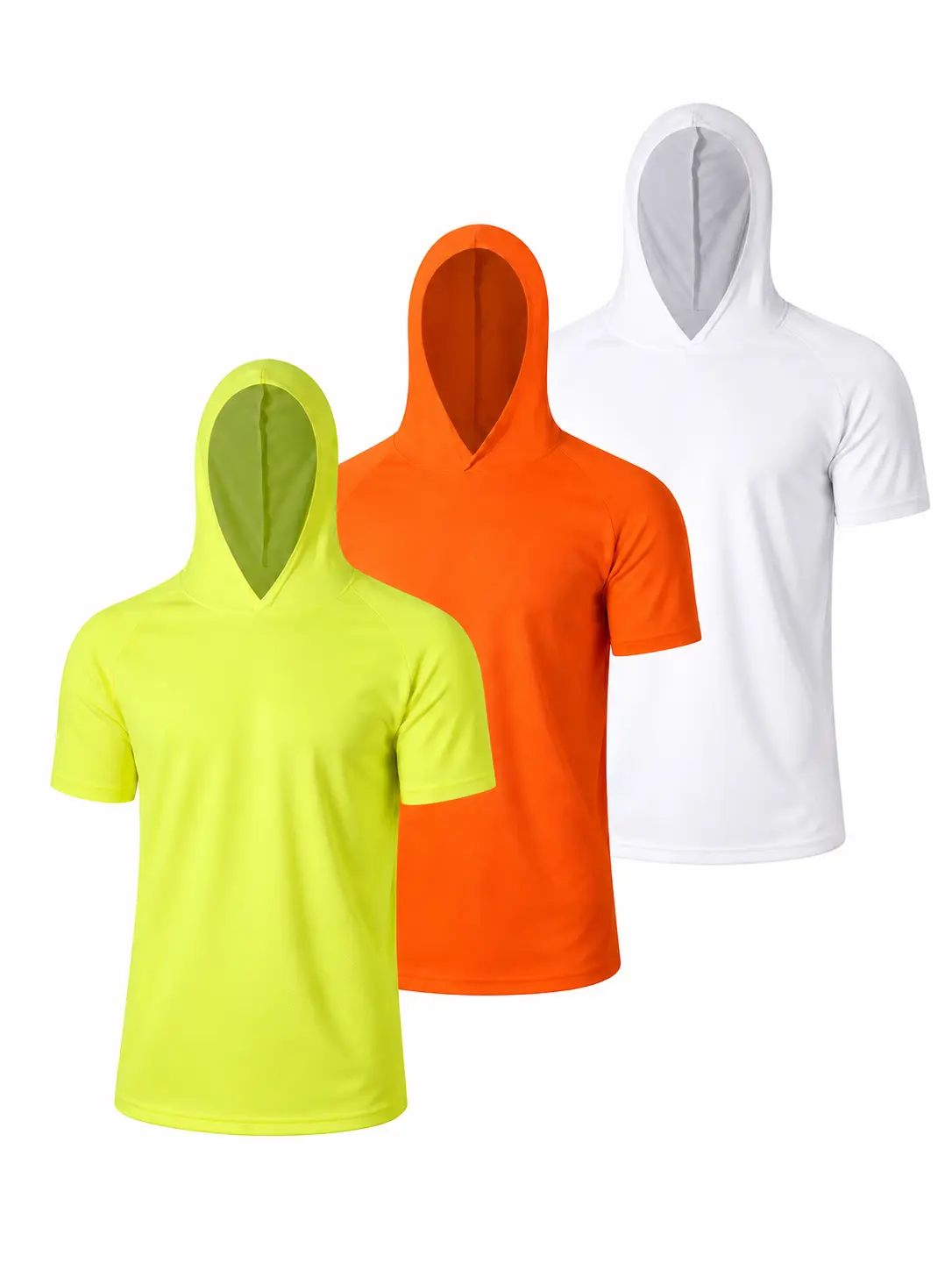 Men's Short Sleeve Hooded Neck Pullover, Casual Recycled Poly Fleece Activewear, Lightweight Cooling UPF 50+ UV-Protective Top with Kangaroo Pocket, Unisex 2XL All-Season Breathable Machine-Washable Athletic Wear, Athletic Top, Unisex Wear