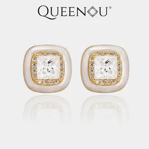 【969】Stunning 5.5x5.5mm Square Synthetic Moissanite Jewelry Set, Matching Necklace & Stud
