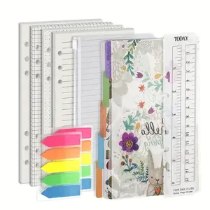 A6 size planner refill set, dot grid blank pages compatible with 6-ring binders, includes 80 sheets/160 pages of 100gsm paper, comes with a gift.
