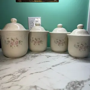 Pfaltzgraff Tea Rose Canisters - Vintage Set of 4