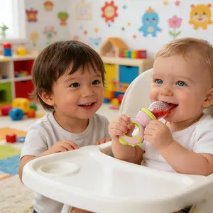 Silicone Fresh Food Feeder & Teething Tool | Dinosaur Design | BPA/Latex/Lead-Free Silicone Pouches | Oral Muscle Development for Ages 3–24M