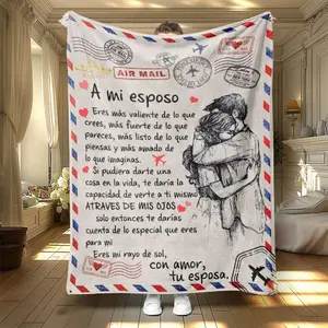 Soft Cozy Spanish Love Letter Blanket For Husband, Slogan Print Blanket, Soft Flannel Throw For Office Living Room Bed Sofa, Holiday Birthday Gift, Digital PrintValentine's Day Gift, Gift For Man & Women, New Year's Gift