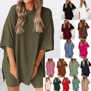 2025SummerFashionable,Casual,Solid-colored,LooseWomen'sPajamaSetsComfrt|EssentialOversizedTee