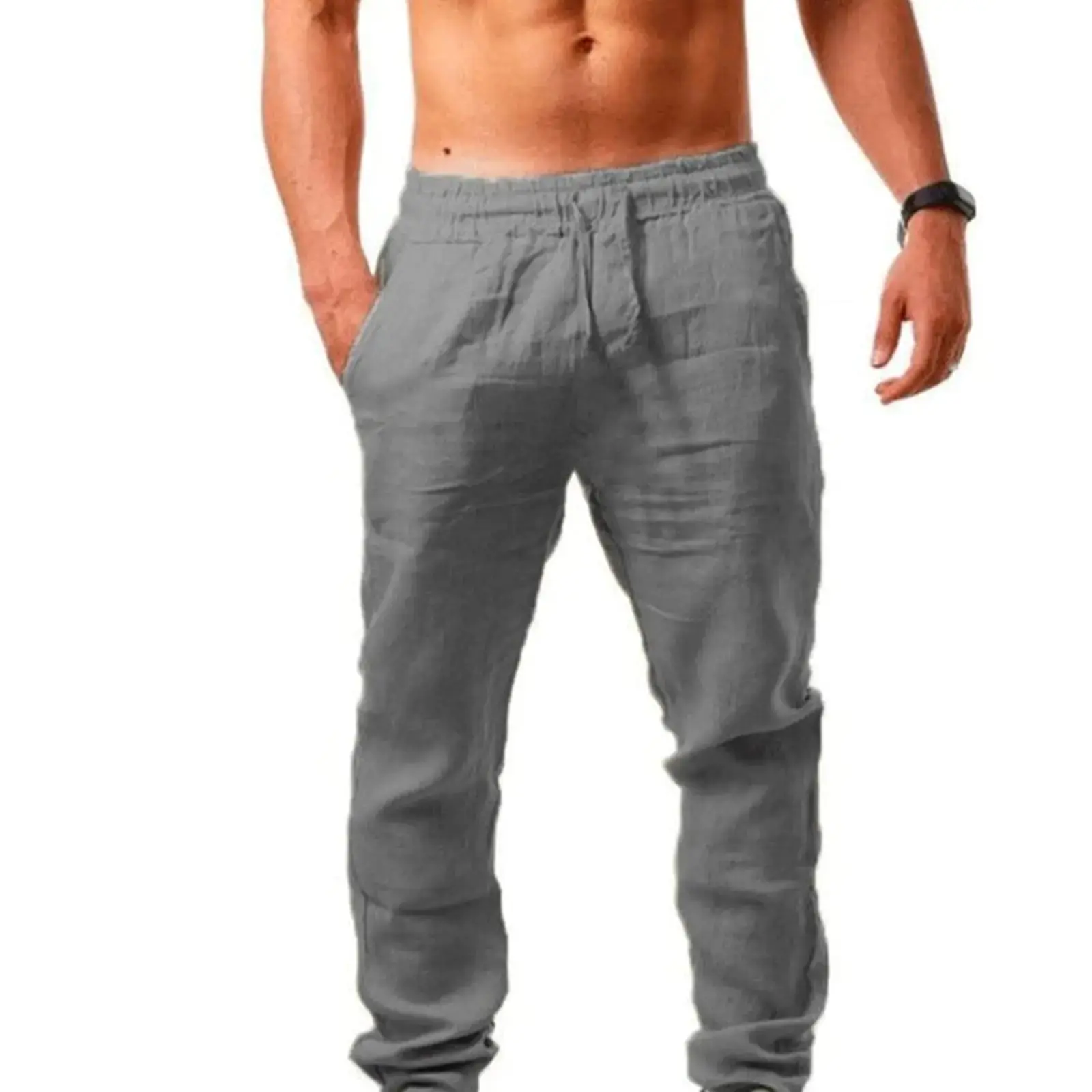 Generic Mens Pants Linen Pants Mens Beach Pants Mens Cruise Clothes Mens Linen Dress Pants Chinos Pants Men Kidoriman Pants Men Mens Loose Fit Pants Prime Big Deal Days Grey Large