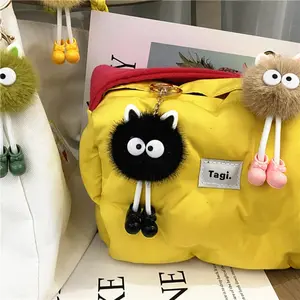 Cute cartoon keychain plush doll doll small coal ball bag pendant car key chain accessories small gifts
