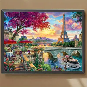 Paris Eiffel Tower Pattern DIY Diamond Arts Colorful Painting Kit without Frame, DIY 5D Diamond Arts Colorful Painting Kit, Wall Art Decor for Home