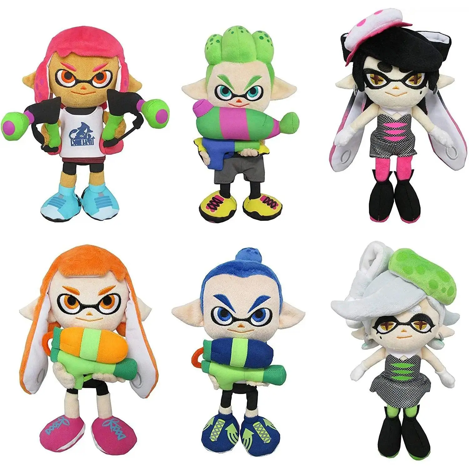 3PCS Anime Ika Musume Stuffed Plush Toy Dolls for Switch NS - 25cm Cartoon Animals, Soft Touch, Great Stuffed Toy for Kids Birthday Gift