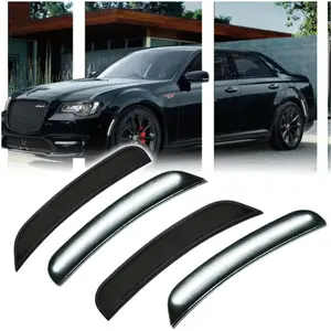 4 PCS LED Side Marker Light Kits for Chrysler 300 2015-2024, Full LED Strip White Front Rear Bumper Light, Smoked Lens Fender Sidemarker Lamps, OEM Replacement white front