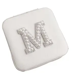 Pearl Initial Monogram Jewelry Box | Personalized Gift | Bridesmaid Jewelry Box | Bridesmaid Proposal Gift Organiser Waterproof Room Security