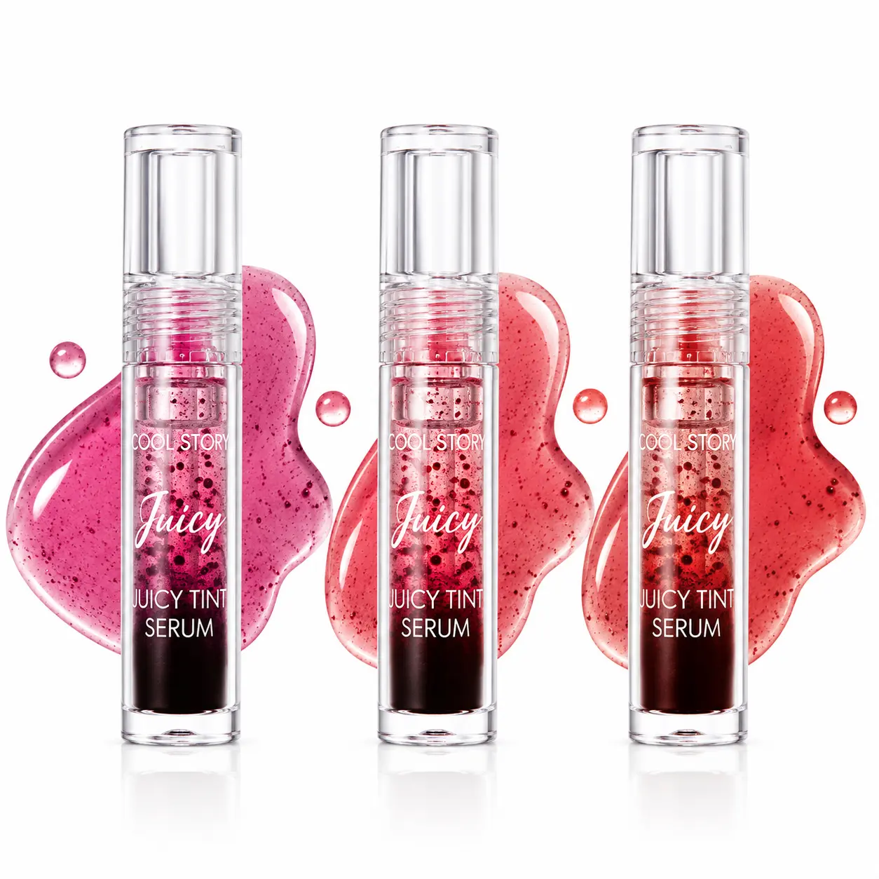 Juicy Tint-Serum Lip Stain - Oil-Water Separation Formula, Long-Lasting, Hydrating Non-Drying, 3 Vibrant Fruit-Toned Shades for Daily Makeup Use