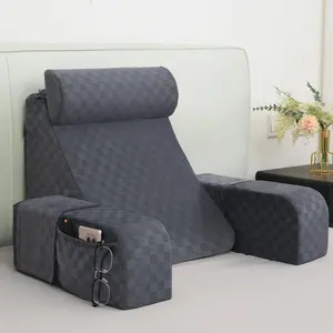 Reading Pillow for Sitting in Bed Adult,Back Pillow for Sitting Up,Backrest Support Pillow with Arm Rest,Bed Chair Pillow with Big Pockets for Gaming,Watching TV in Floor,19in Supportive Memory Foam Soft Memory Foam #TikTokShopSpringGlowUp