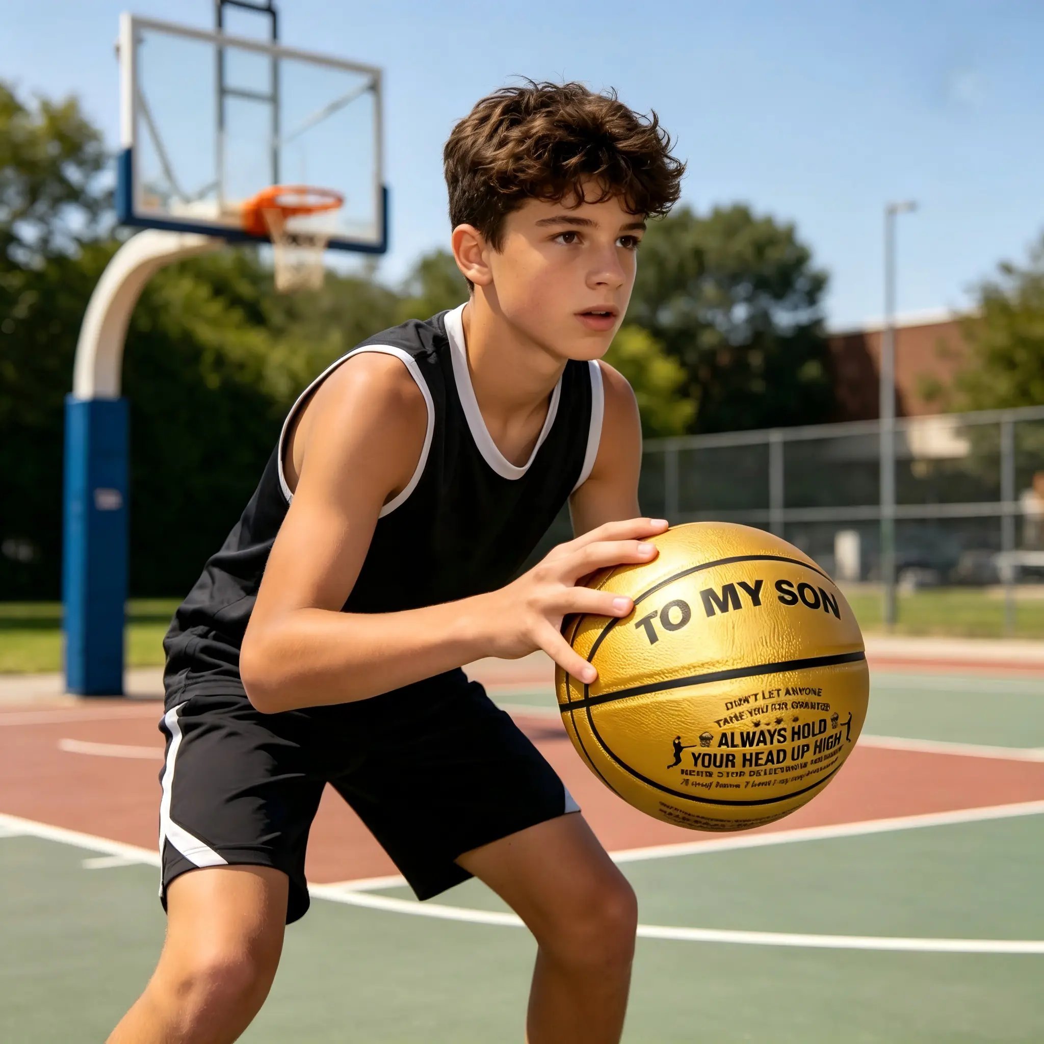 Personalized "To My Son" Basketball - Inspirational Engraved Basketball Gift for Son from Dad/Mom, Official Size 7, Perfect for Indoor & Outdoor Play Sportsball