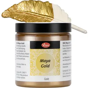 Viva Decor Maya Gold Acrylic Gold Paint - 8.45 fl oz Shiny Metallic, Impact-Resistant, Smudge-Proof, Weatherproof Acrylic Paint for Creative Works on Wood, Glass