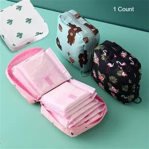 Cartoon Pattern Sanitary Napkin Storage Bag, 1 Count Portable Zipper Sanitary Napkin Storage Bag, Small Storage Bag for Outdoor Travel, Organiser, Storage Pouch