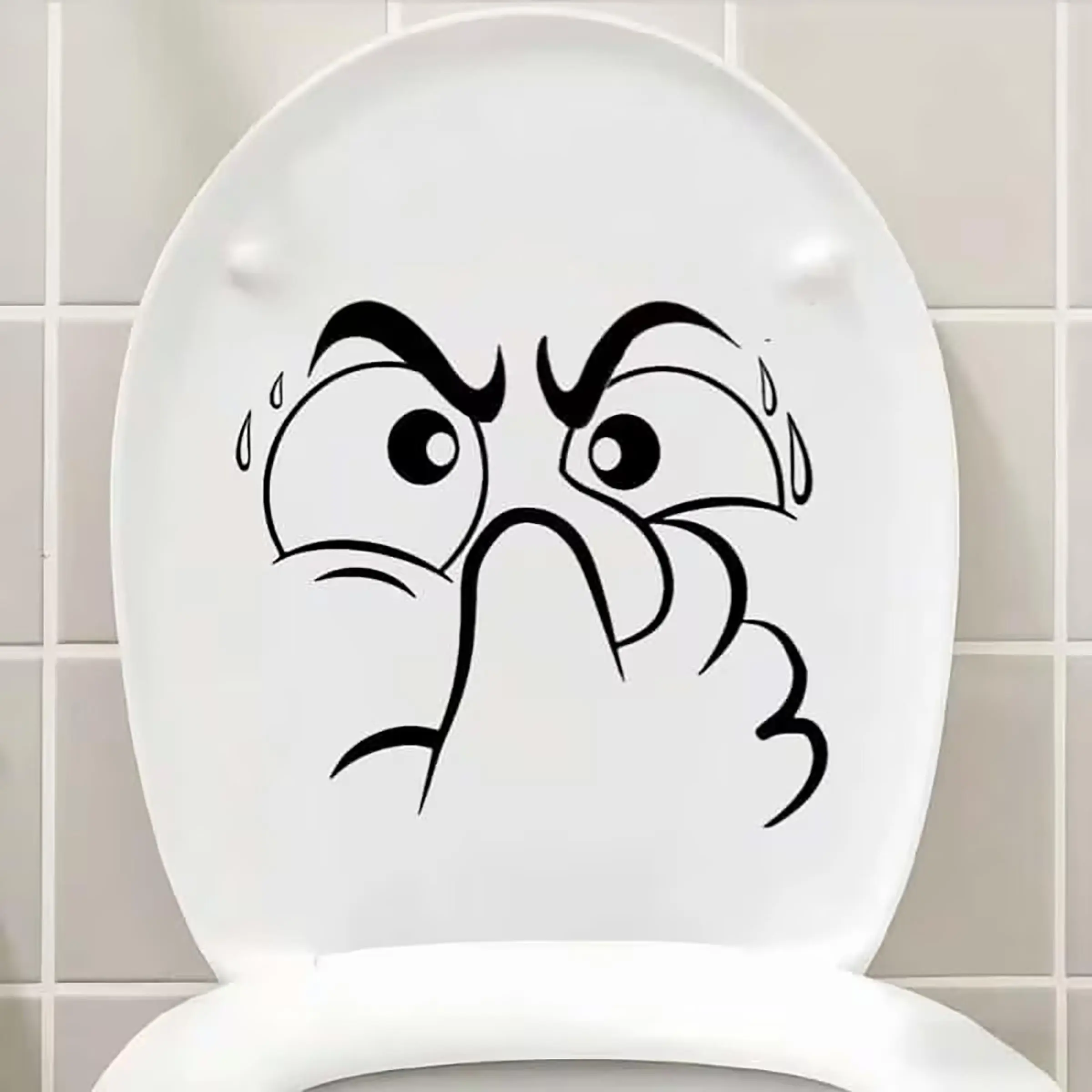 Funny Toilet Seat Sticker Self Adhesive Bathroom Decor Supplies with Expressions, No Residue Removable Toilet Lid, Bathroom Accessory, Perfect for Christmas Halloween Thanksgiving, Bathroom Decoration Accessories