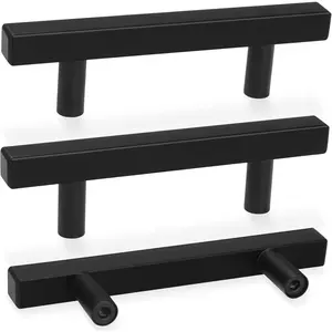 30 Pack Square Cabinet Handles Matte Black Drawer Pulls, 5" Length 3" Hole Center Stainless Steel Cabinet Hardware for Kitchen Cabinets, Suitable for Bedroom Bathroom Office