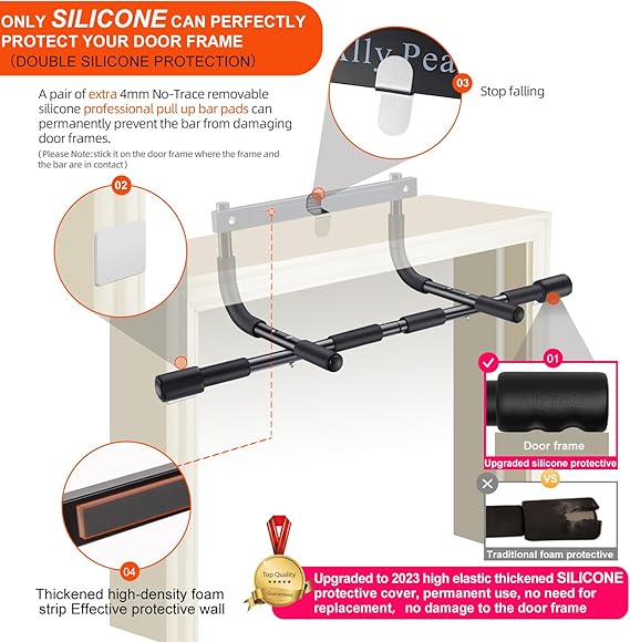 Doorway Pull Up Bar Heavy Duty Multi Grip Chin Up Bar Home Gym Fitness Trainer 440lbs