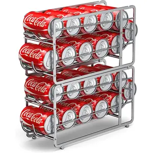 Soda Can Organizer Storage Rack, 2 Pack Stackable Beverage Soda Can Dispenser Organizer Holder for Refrigerator, Cabinet, Pantry ()