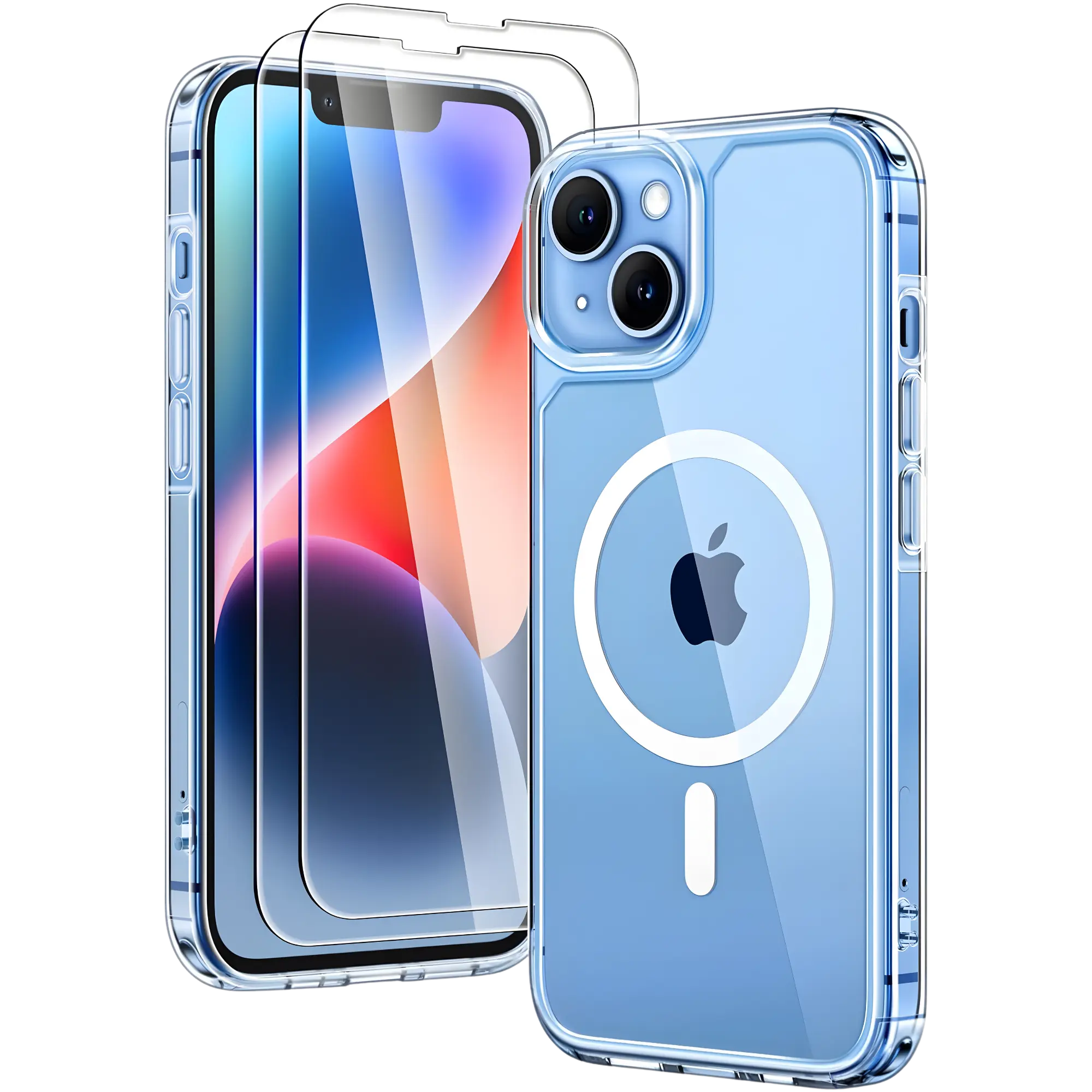 Magnetic Clear Phone Case for iPhone 14/15/16/17, Plus/Pro/Pro Max/Air, Strong Magnetic Shockproof Cover with 2 Screen Protectors, Ultra-Slim Anti-Yellowing Protective Case