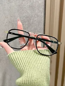 Men's Summer Anti-Glare Pilot Sunglasses, Transparent Glass Lens, Protects Eyes From Fatigue, Ideal for Gaming & Computer Use