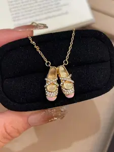 Diamond Ballet Shoe Necklace, Y2K Pendant, Vintage Elegant Clavicle Chain, Simple Fashion, Ballerina Style, Versatile Pendant, Gift, Party, Holiday