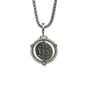 Rotating Yes/No Decision Coin Necklace, Unisex Everyday Jewelry