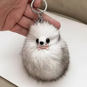 Real fox fur small tail fur key chain pendant car plush cute bag pendant high-end Internet celebrity