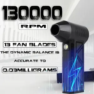 80000-130000RPM Portable Turbo Air Duster Blower - 3-Speed Rechargeable Cordless Electric Powerful Blower With USB-C Charging, 5000mAh Battery For Powerful Cleaning Of Keyboards, Cars, Computers, Portable Blower Camping & Snow Blowing