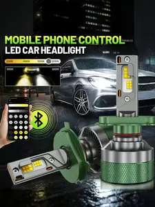 2pcs H4 H7 H11 LED Headlights, Bluetooth-compatible APP Control, 3000k-6000k, Aluminum Material, Car Bulbs, 12V, Road Legal Use