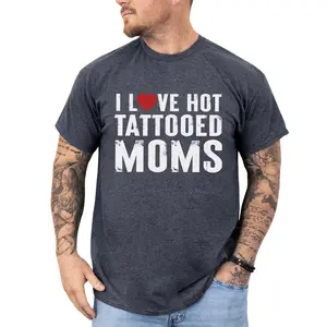 MAPTEES I Love Hot Tattooed Moms Graphic Tee, Tattoos Lovers T-shirt For Men, Tatted Mom Appreciation Shirt, Love Tatted Moms Men Tee