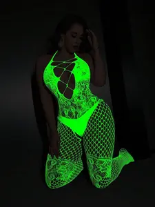 LUSHLACE Neon Plus Size Sexy Lingerie Bodysuits Valntines Gift