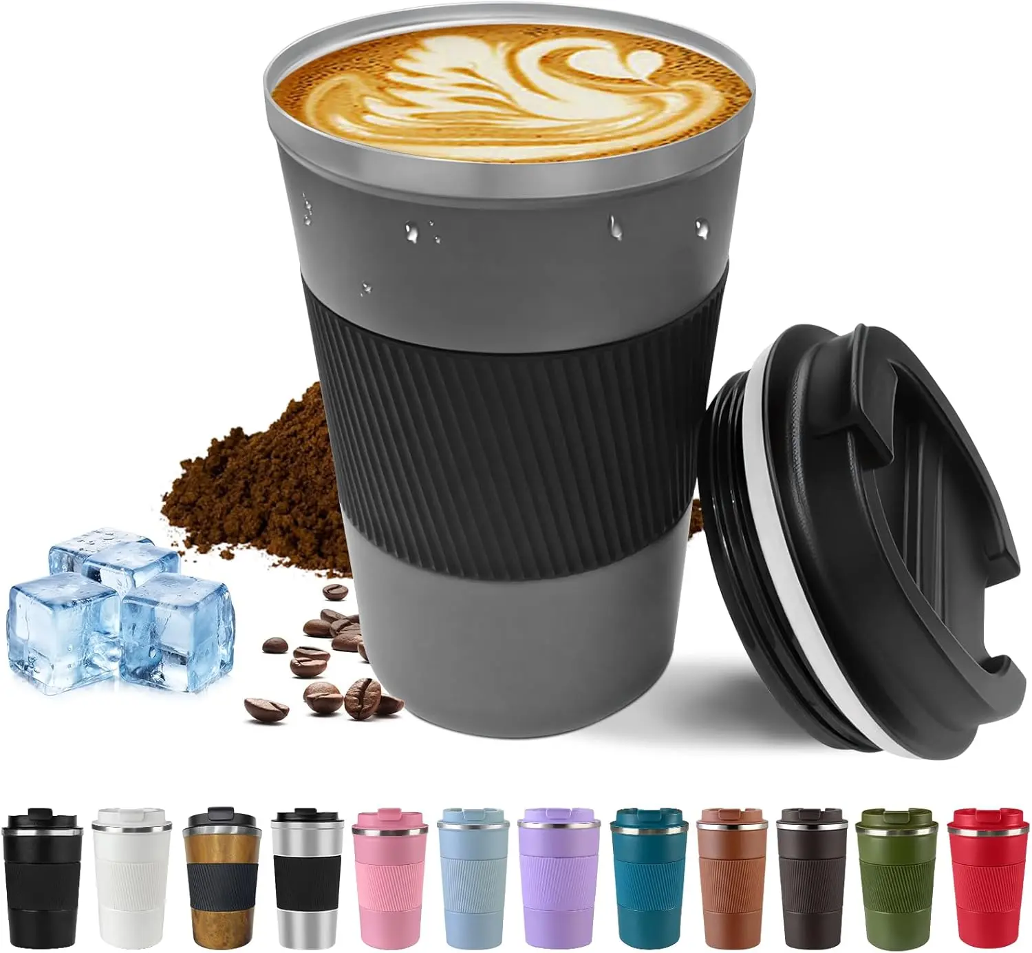 12 oz Travel Coffee Mug,Stainless Steel Vacuum Coffee Cup Leakproof with Screw Lid,Reusable Tumbler for Hot and Cold Drinks, Gift for Men and Women