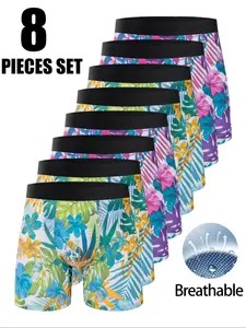 8-piece set of men's boxy underwear, Print Boxershorts, printed, comfortable, elastic, breathable and soft fabric, suitable for men's casual and sports home daily wear, with a complete range of sizes (S to XXXL), Breathable Boxer Briefs