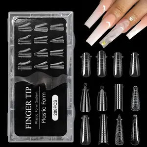 Professional Nail Art Extension Molds Clear, 288pcs/box 12 Sizes Finger Nail Extension Press On Nails, Manicure Tool for Home & Salon Use