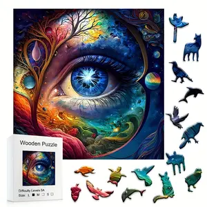 Cosmic Tree Shadow 5A Difficulty Psychedelic Eye Wooden Puzzle Full of Colorful Details for Adults Children Art Fans Puzzle Party Creative Interaction