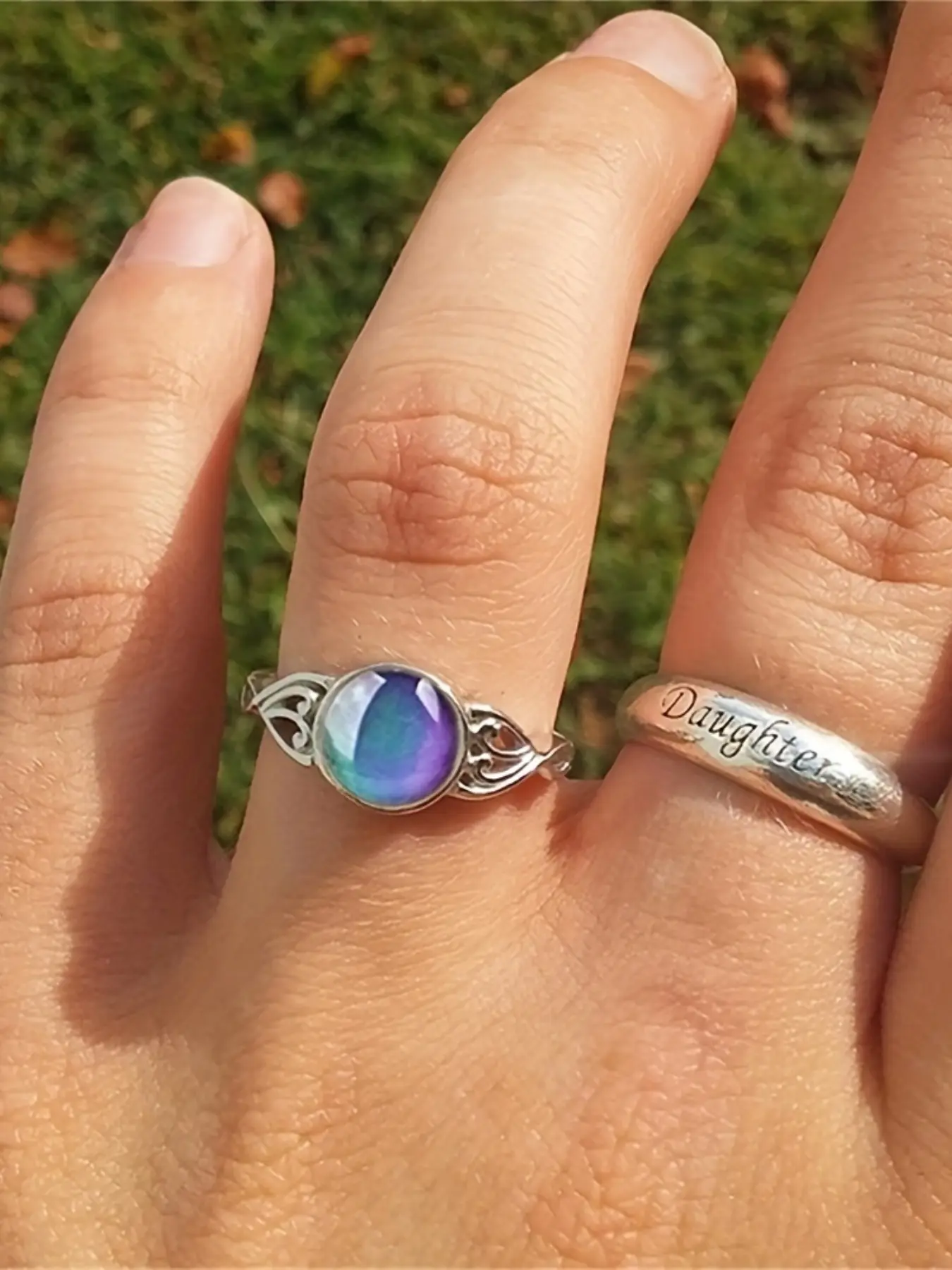 Color Changing Bead Ring, Mood Change Ring, Adjustable Rings, Unique Rings, Jewelry Rings, Metal Rings, Beautiful Rings, Simple Fashion Versatile Ring, Perfect Gift for Men and Women, Party Travel Daily Wear