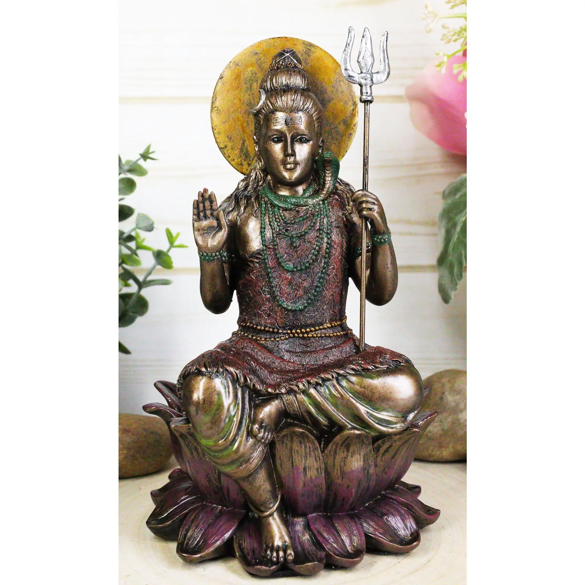 The Auspicious One Lord Shiva On Lotus Throne Statue Mahadeva Omniscient Yogi