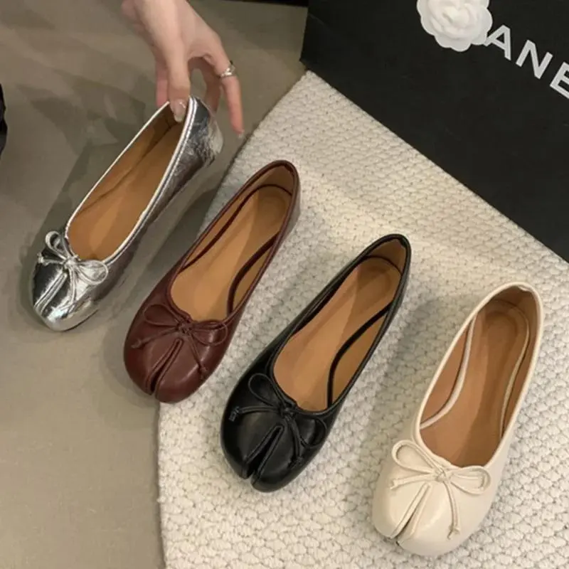 Women Soft Ballet Flats Slip On Loafers Moccasins Tabi Ninja Casual Shoes with Bow Knot Girl Footwear, Breathable, Comfortable, Trendy, Modern, Fashion, Versatile, Stylish, Supportive