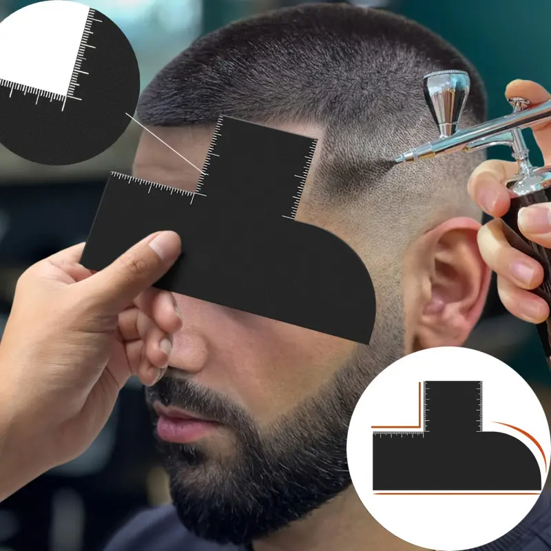 Barber-Grade T-Shape Hairline Card Precision Styling Tool with Measurement Guides for Sharp Haircuts & Beard Lines, Hair Cutting Accessories, Barber Supplies