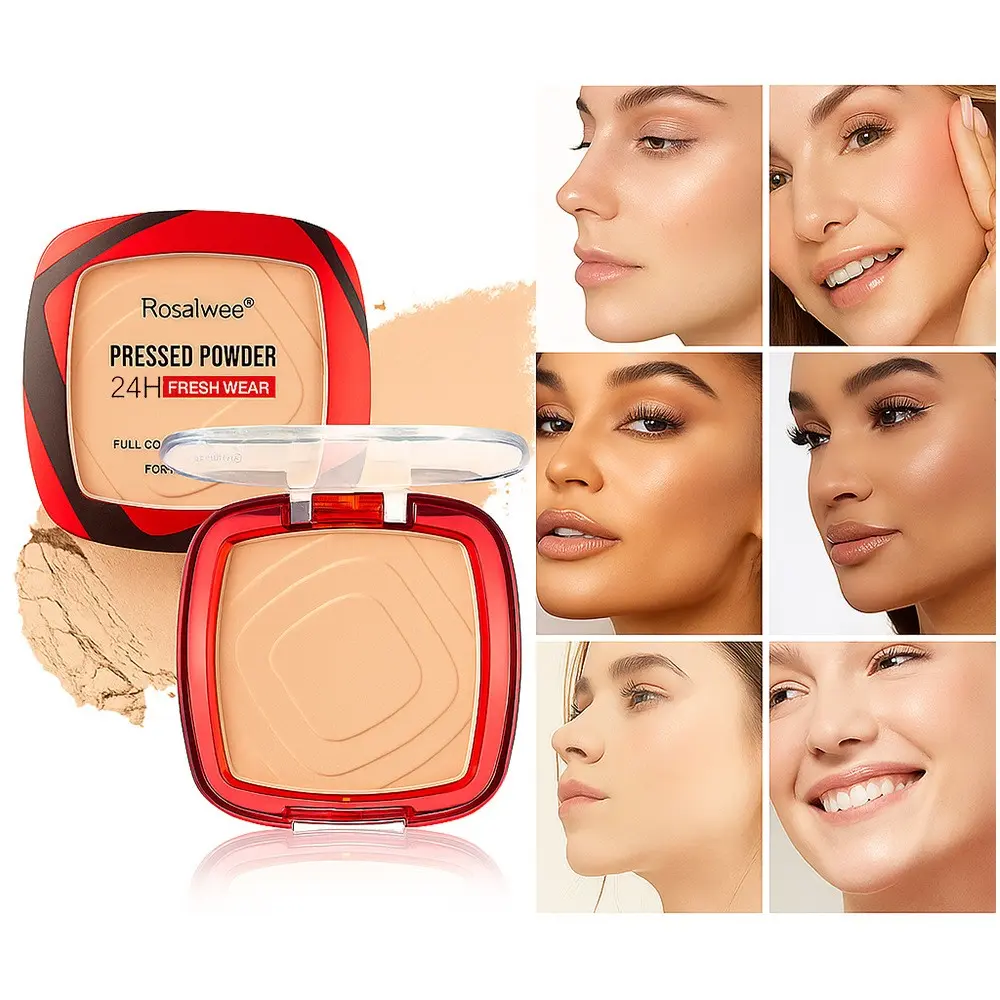Rosalwee Long-Lasting Makeup Powder, Face Pressed Powder, Matte Pressed Powder, Oil-Control Waterproof, 24h Fresh Wear, Natural Soft Focus, Setting & Touch-Up, Solid Form