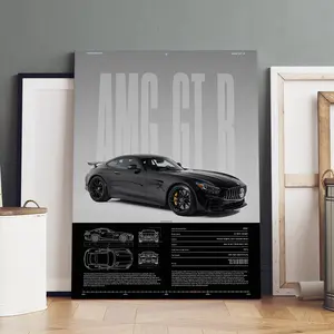 1 Count Wooden Framed Canvas, Mercedes - AMG GT R Poster, Modern Art, Fashion Poster, Living Room Bedroom Decoration, Hallway Office Mural, Kitchen, Home Poster, Ideal Gift, High Definition, Waterproof, Artwork, Decorative Artwork, Wooden Wall Art