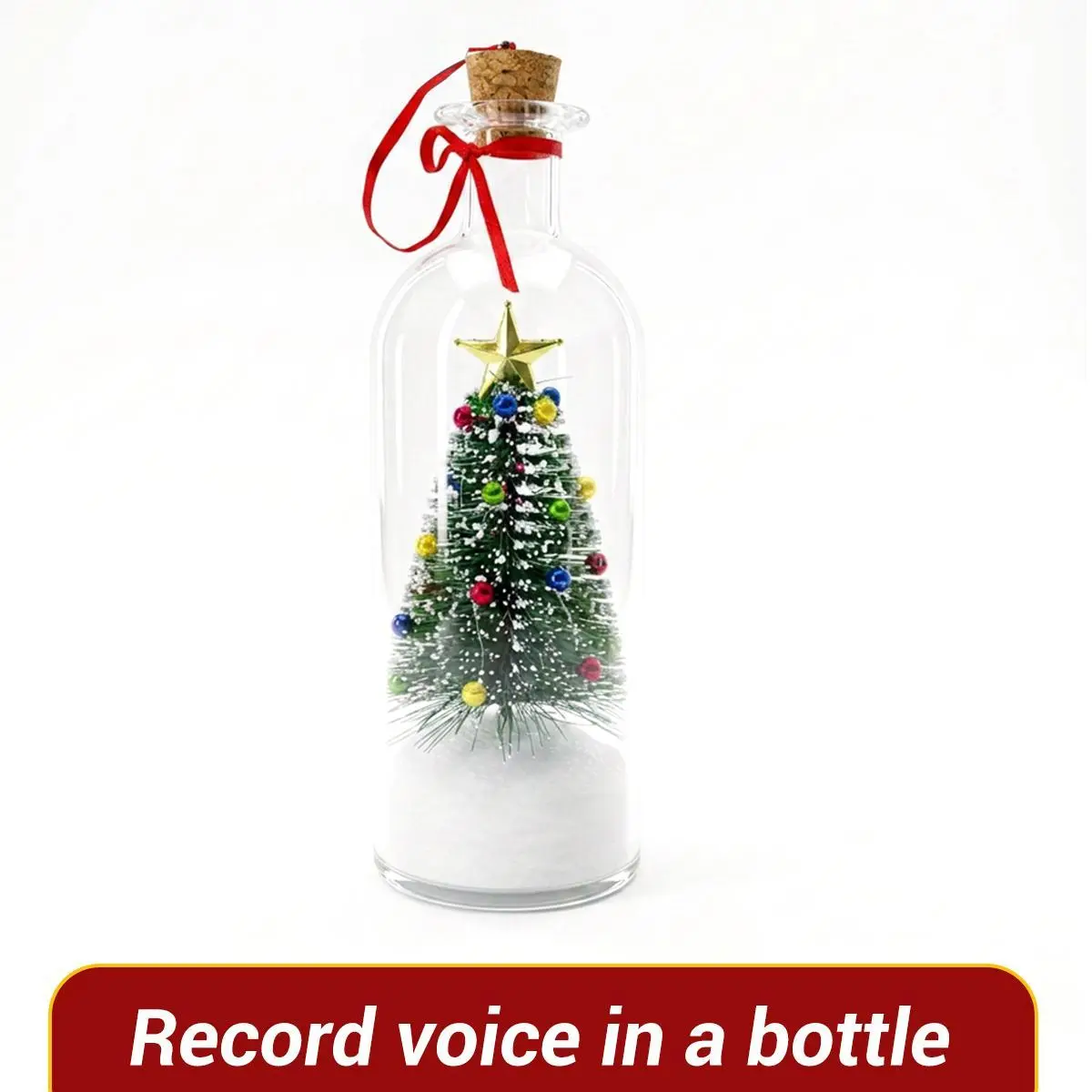 Recordable Christmas Tree Message in a Bottle,Voice Recording Holiday Keepsake with Playback,a sentimental Christmas Gift with Snowy Scene and Playback